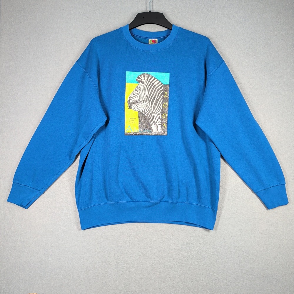 Vintage Milwaukee Zoo Sweatshirt XL Blue Journal Sentinel Fruit of the Loom 2003